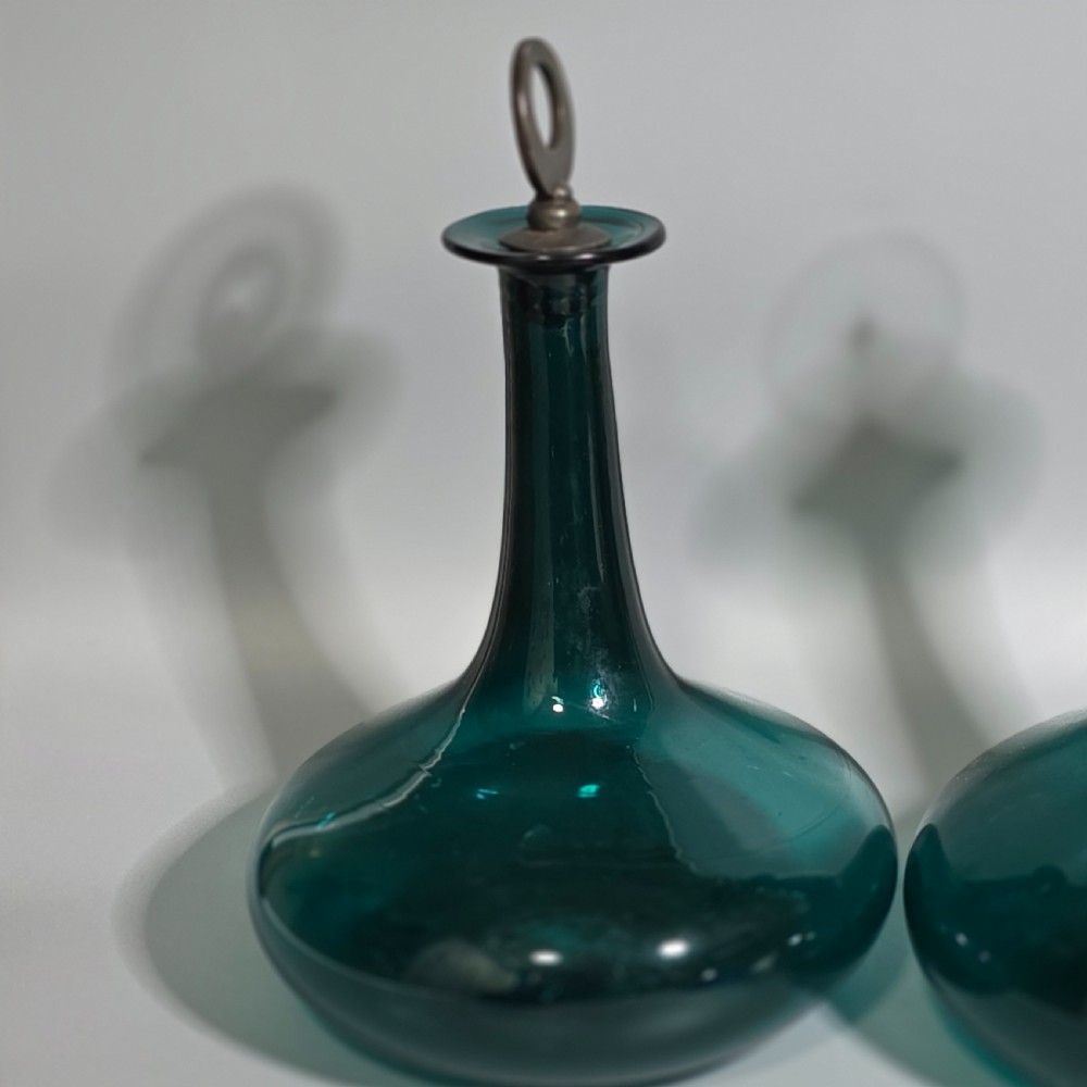 Group of 4 x Bristol Blue & Green Mell Decanters c1830 View XII