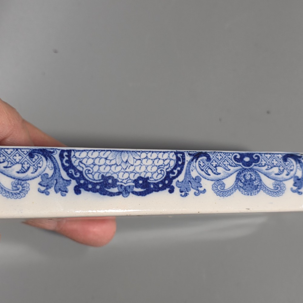 Rare Wedgwood Blue & White Quill Holder Dish c1800 View XI