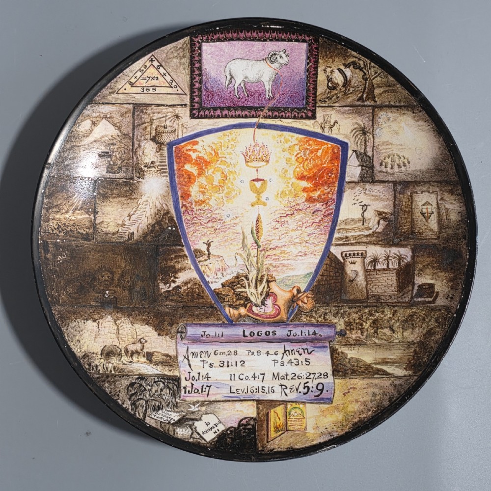 Very Unusual Hand-Painted Minton Plate – c.1880 – Masonic / Religious / Biblical Themes