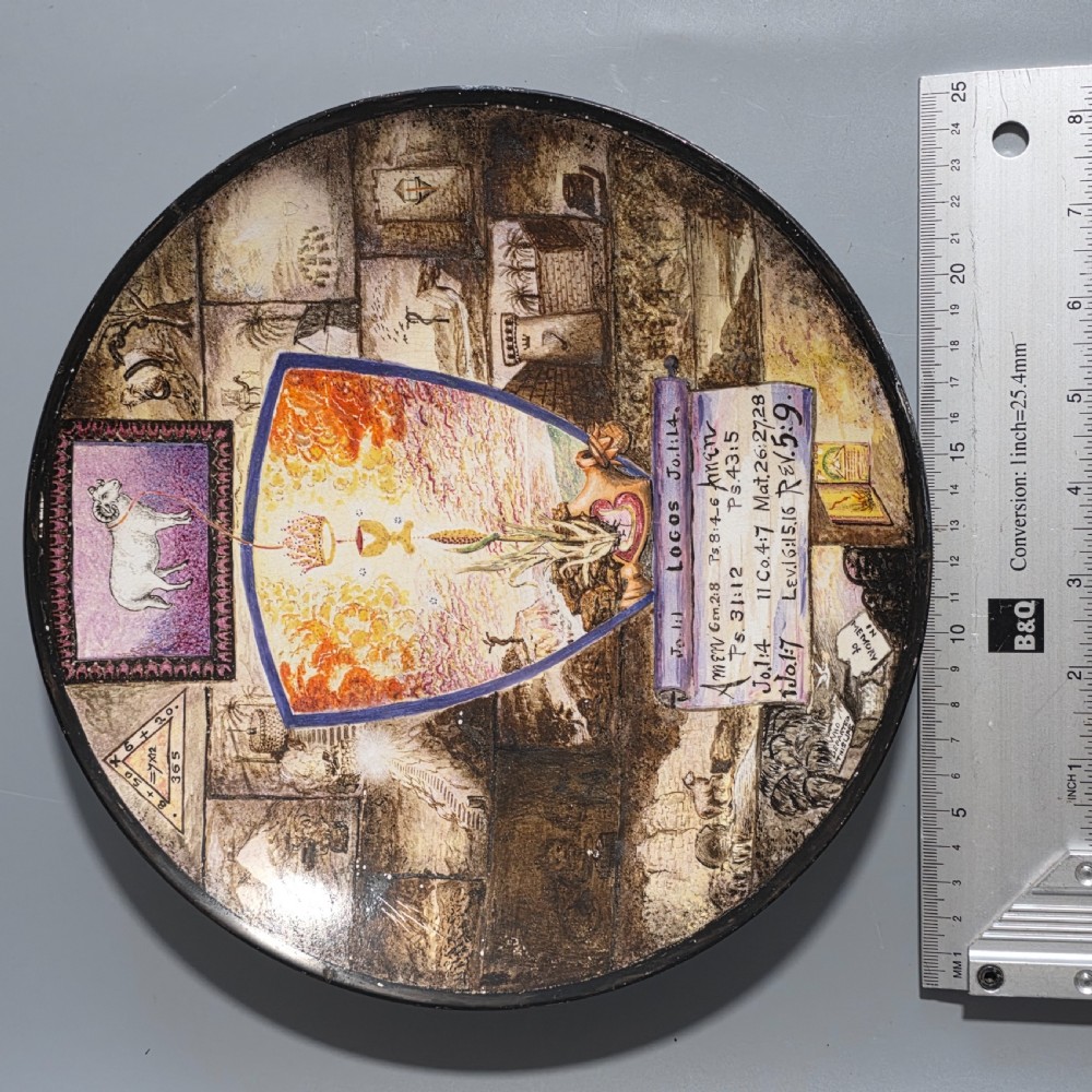 Very Unusual Hand-Painted Minton Plate – c.1880 – Masonic / Religious / Biblical Themes View III