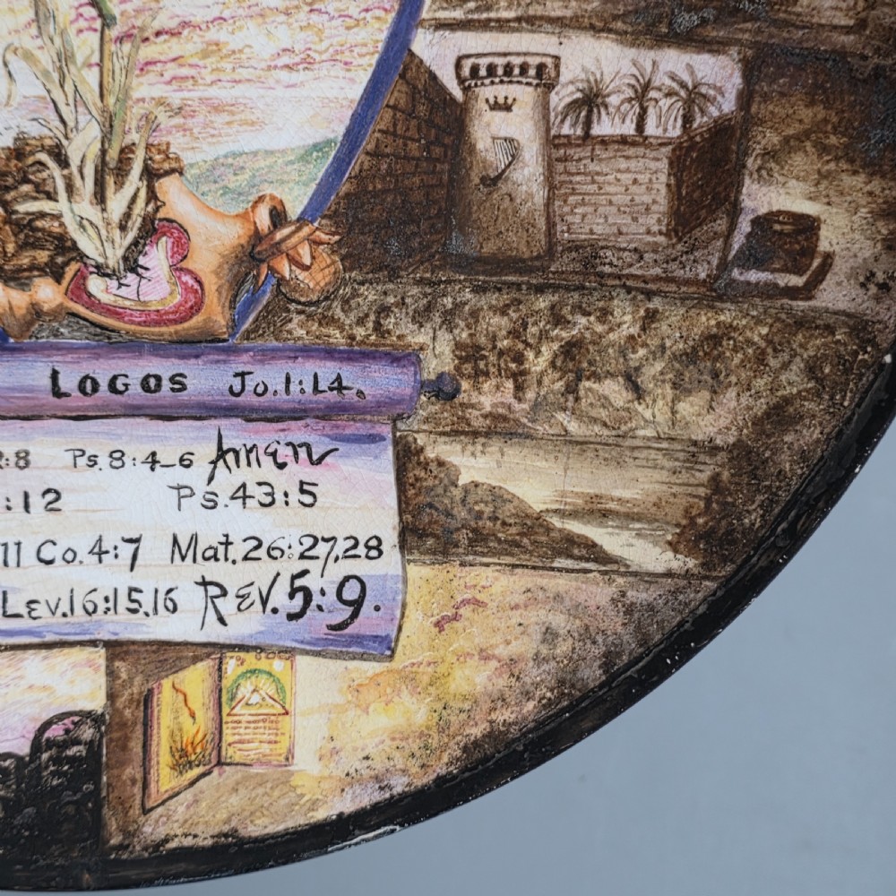 Very Unusual Hand-Painted Minton Plate – c.1880 – Masonic / Religious / Biblical Themes View XIII