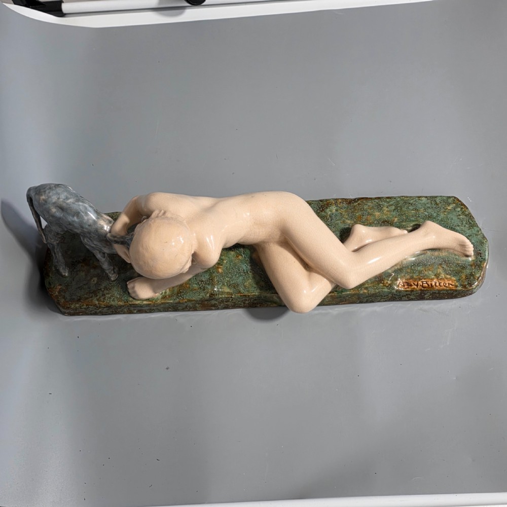 Fine Signed Ary Bitter 48cm Art Deco Glazed Terracotta Sculpture – French, c.1920s–30s View XI