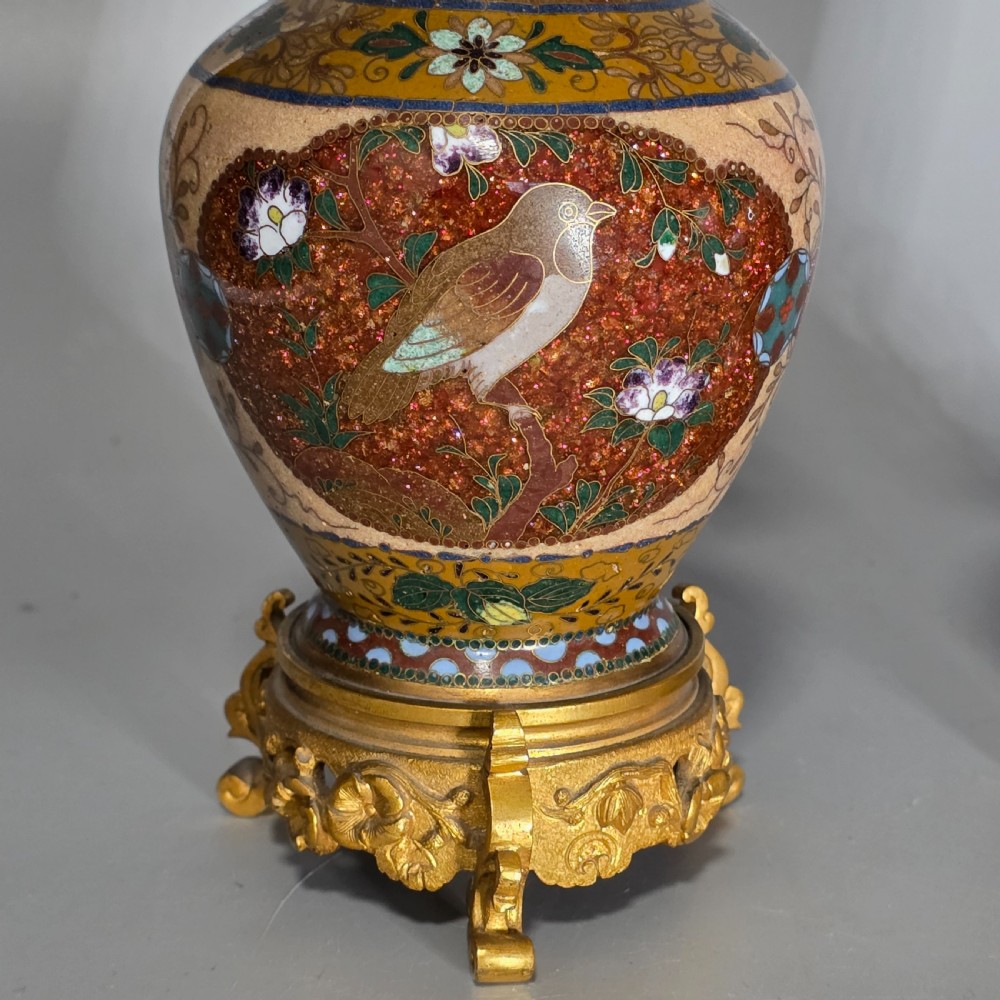 Attractive Late 19thc pair of Cloisonne Vases with Metal Mounts & Handles c1890 View XXIV