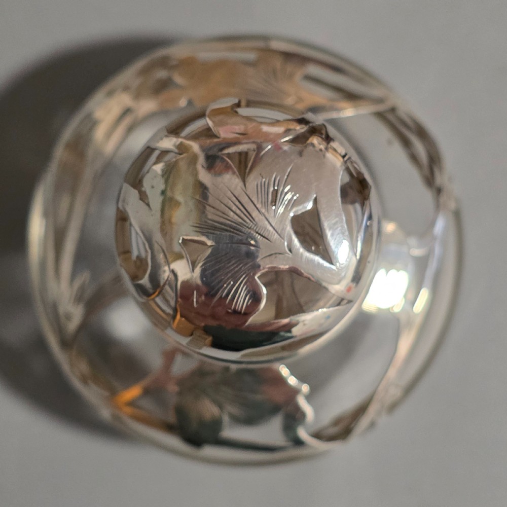 Art Nouveau Art Glass Scent Bottle, Alvin Sterling Silver Overlay c1910 View IX