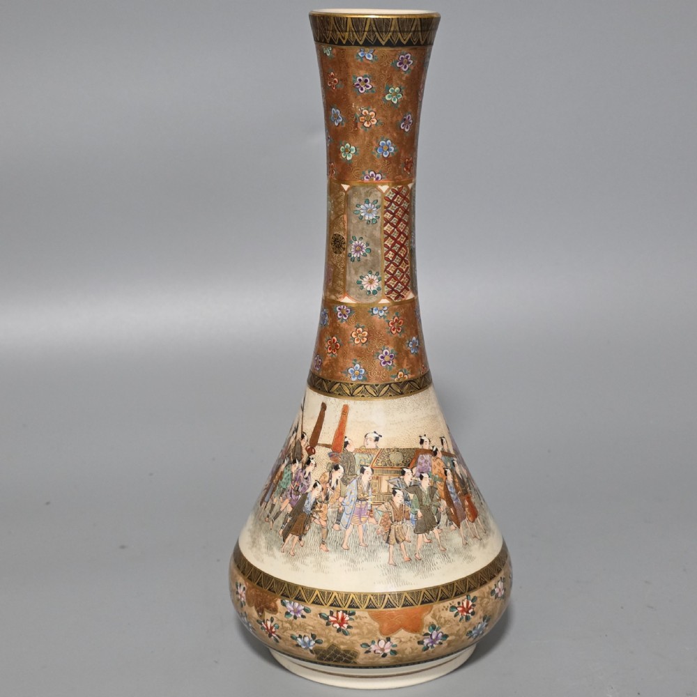 Fine Antique Japanese Satsuma Ovoid Vase – Signed Dozan – Meiji Era (Late 19th Century)
