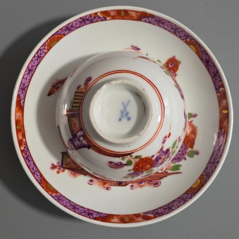 A Rare Meissen Porcelain Stadler Tea Bowl and Saucer c1730 -1735, Drehers Marks View V