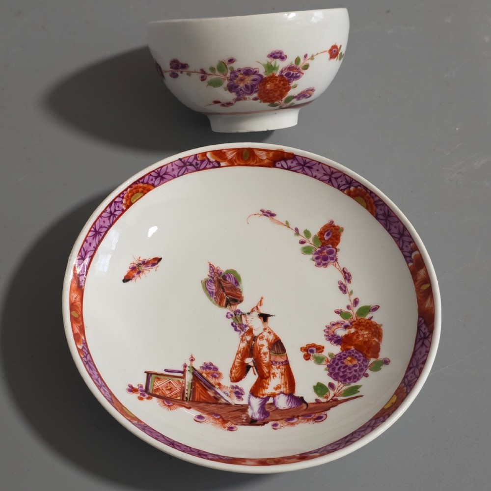 A Rare Meissen Porcelain Stadler Tea Bowl and Saucer c1730 -1735, Drehers Marks View VII