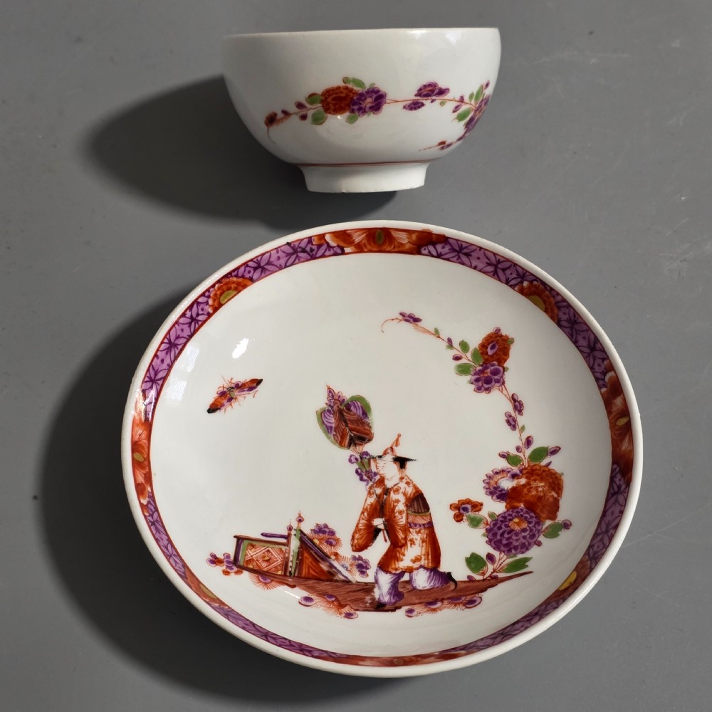 A Rare Meissen Porcelain Stadler Tea Bowl and Saucer c1730 -1735, Drehers Marks View VIII