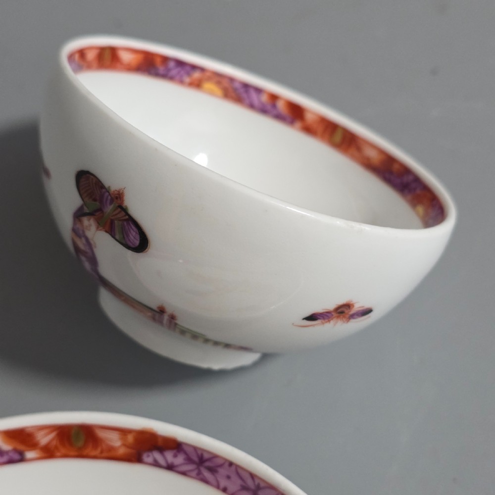 A Rare Meissen Porcelain Stadler Tea Bowl and Saucer c1730 -1735, Drehers Marks View IX