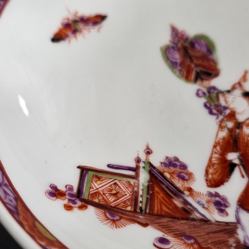 A Rare Meissen Porcelain Stadler Tea Bowl and Saucer c1730 -1735, Drehers Marks View XI
