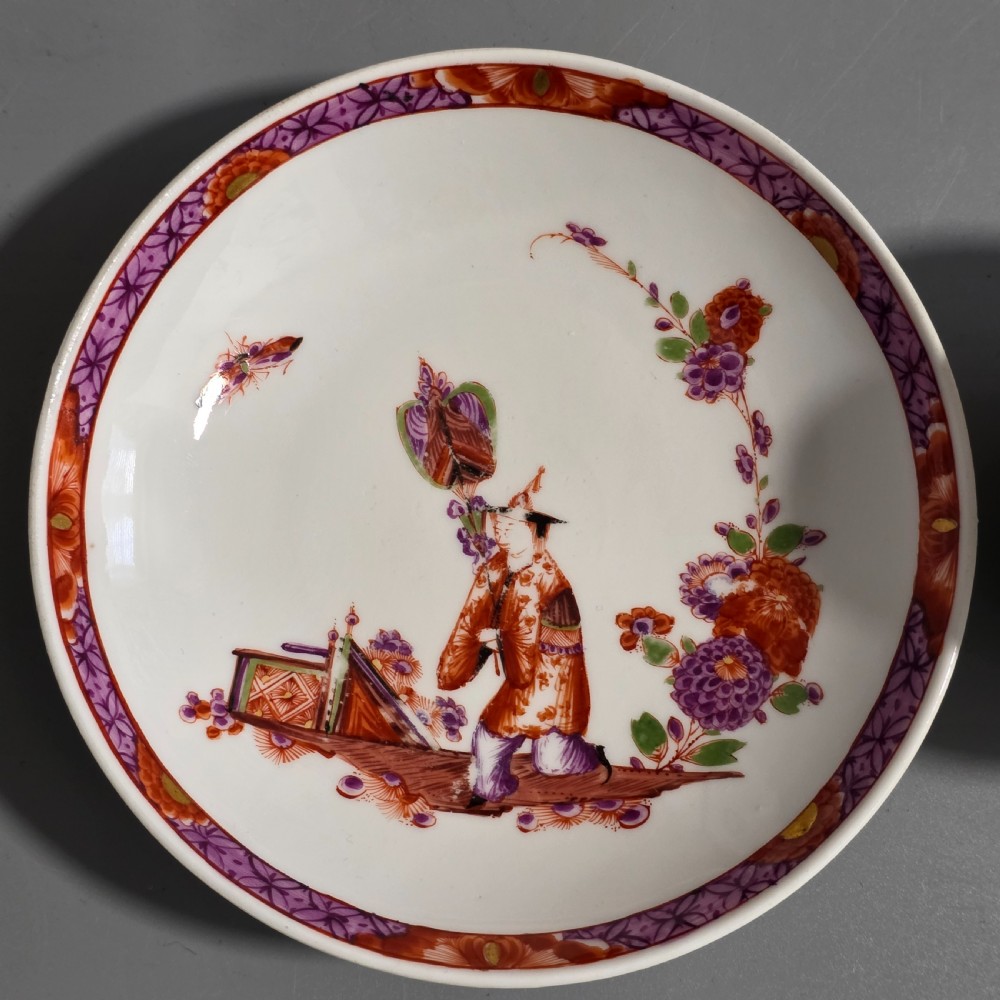 A Rare Meissen Porcelain Stadler Tea Bowl and Saucer c1730 -1735, Drehers Marks View XIII