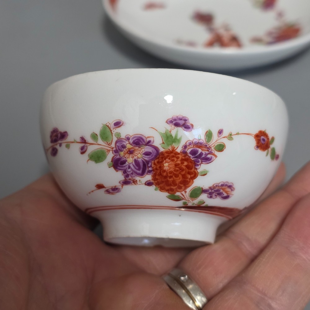 A Rare Meissen Porcelain Stadler Tea Bowl and Saucer c1730 -1735, Drehers Marks View XV