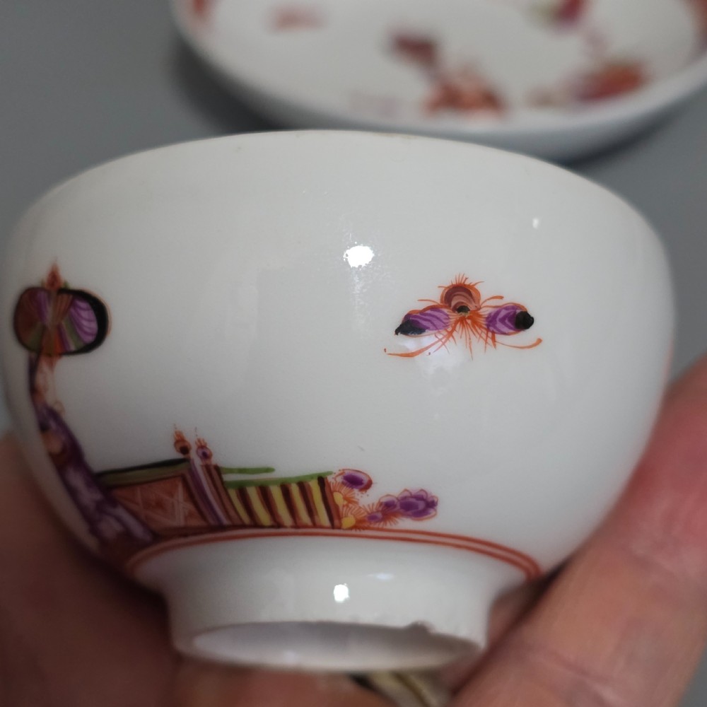 A Rare Meissen Porcelain Stadler Tea Bowl and Saucer c1730 -1735, Drehers Marks View XVI