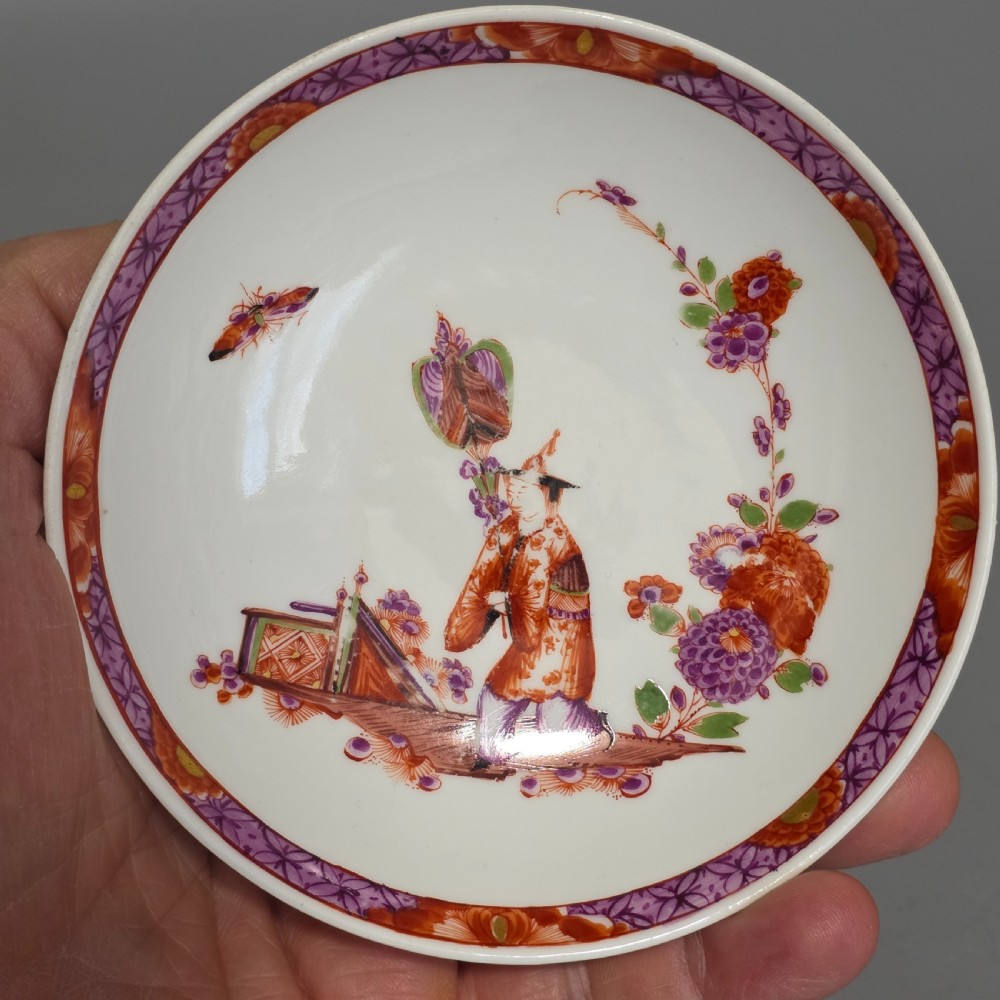 A Rare Meissen Porcelain Stadler Tea Bowl and Saucer c1730 -1735, Drehers Marks View XIX