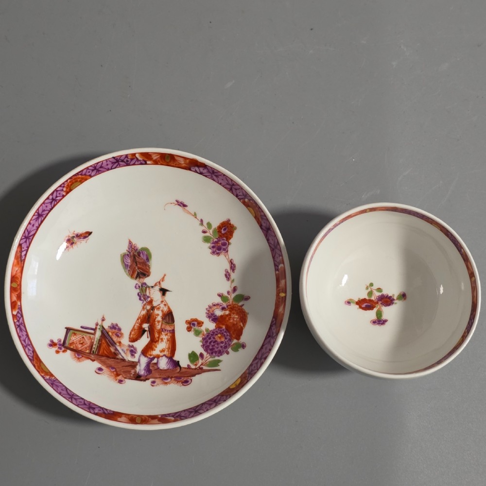 A Rare Meissen Porcelain Stadler Tea Bowl and Saucer c1730 -1735, Drehers Marks View XX