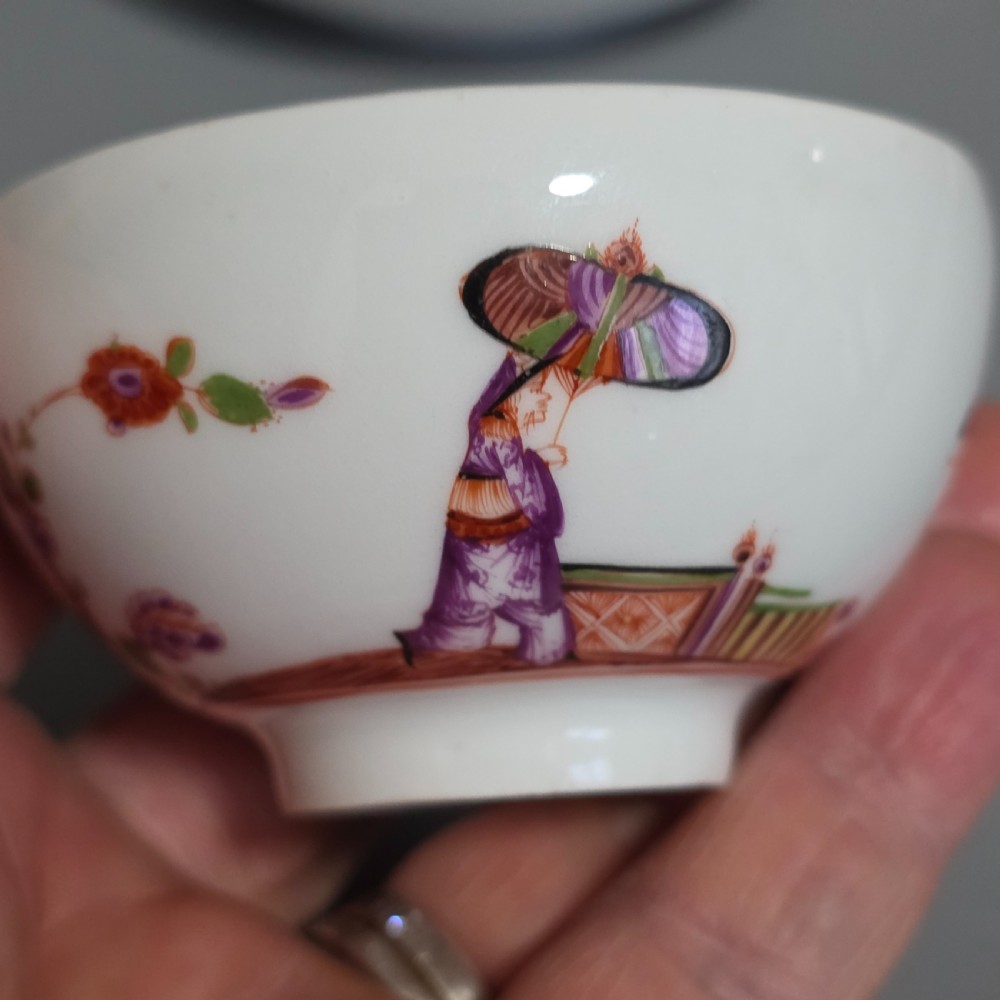A Rare Meissen Porcelain Stadler Tea Bowl and Saucer c1730 -1735, Drehers Marks View XXII