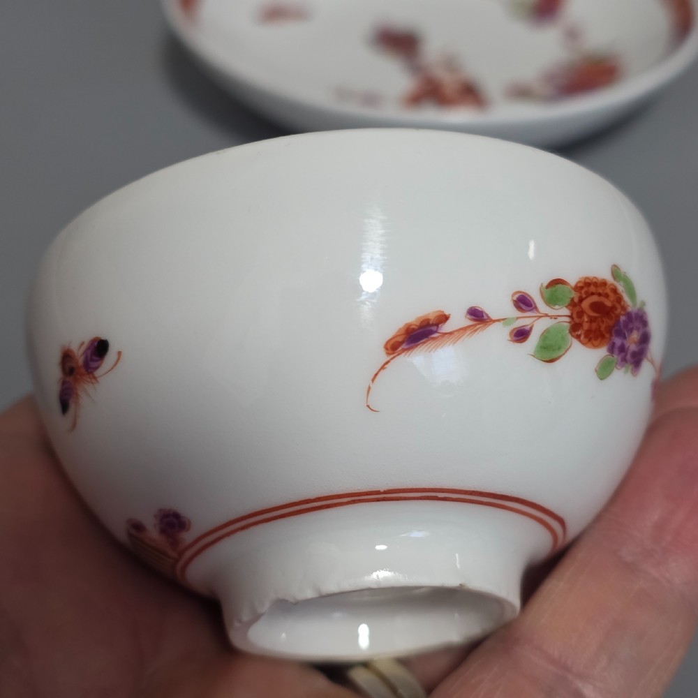 A Rare Meissen Porcelain Stadler Tea Bowl and Saucer c1730 -1735, Drehers Marks View XXIII