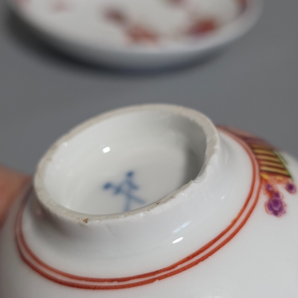A Rare Meissen Porcelain Stadler Tea Bowl and Saucer c1730 -1735, Drehers Marks View XXX