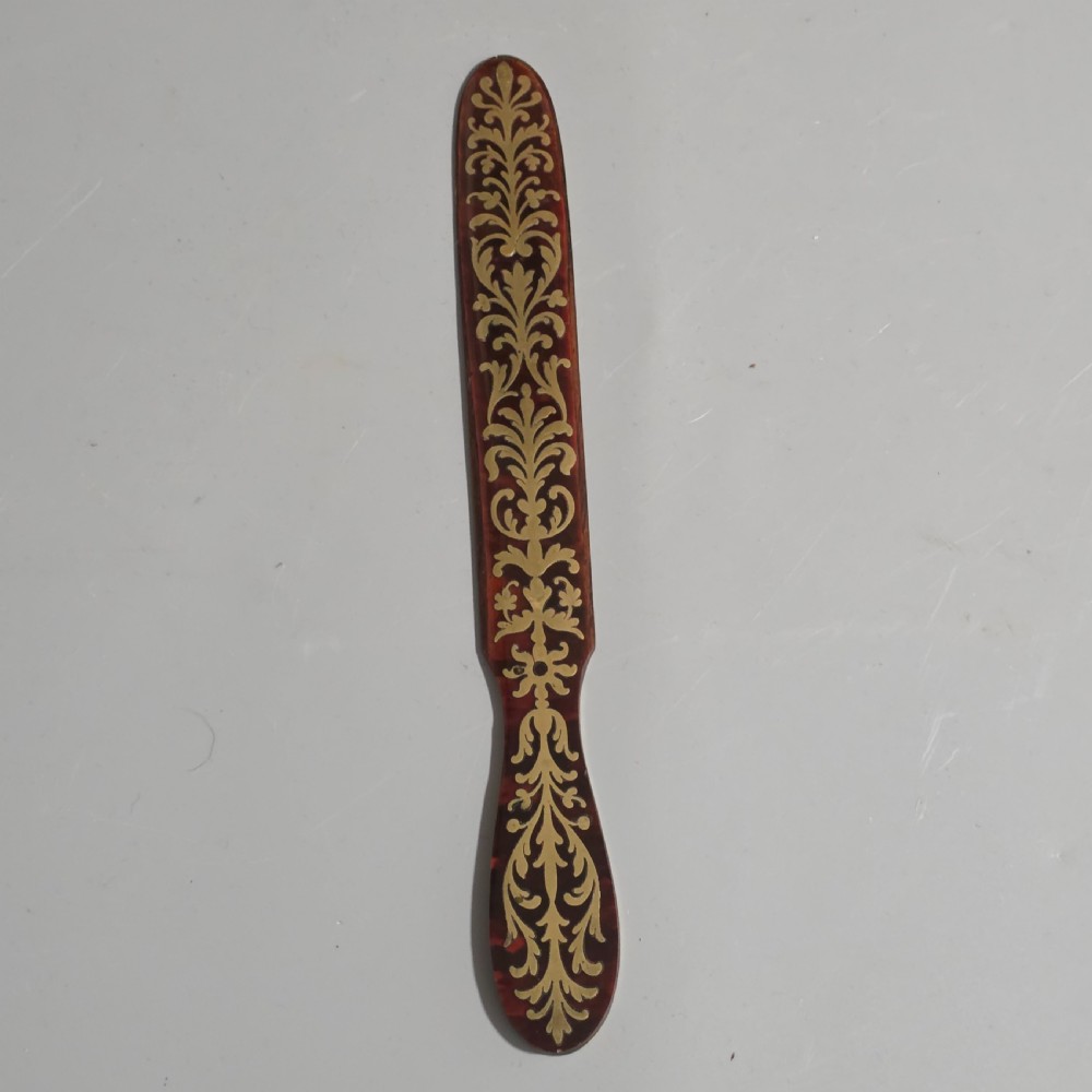 Rare and Exquisite 19th-Century Boulle Brass-Inlaid Tortoiseshell Page Turner