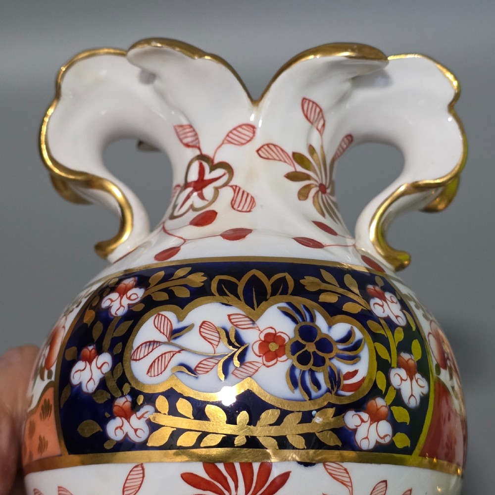 Rare Pair of Spode 2907 Pattern Vases with Curled Leaf Handles c1830 View XI