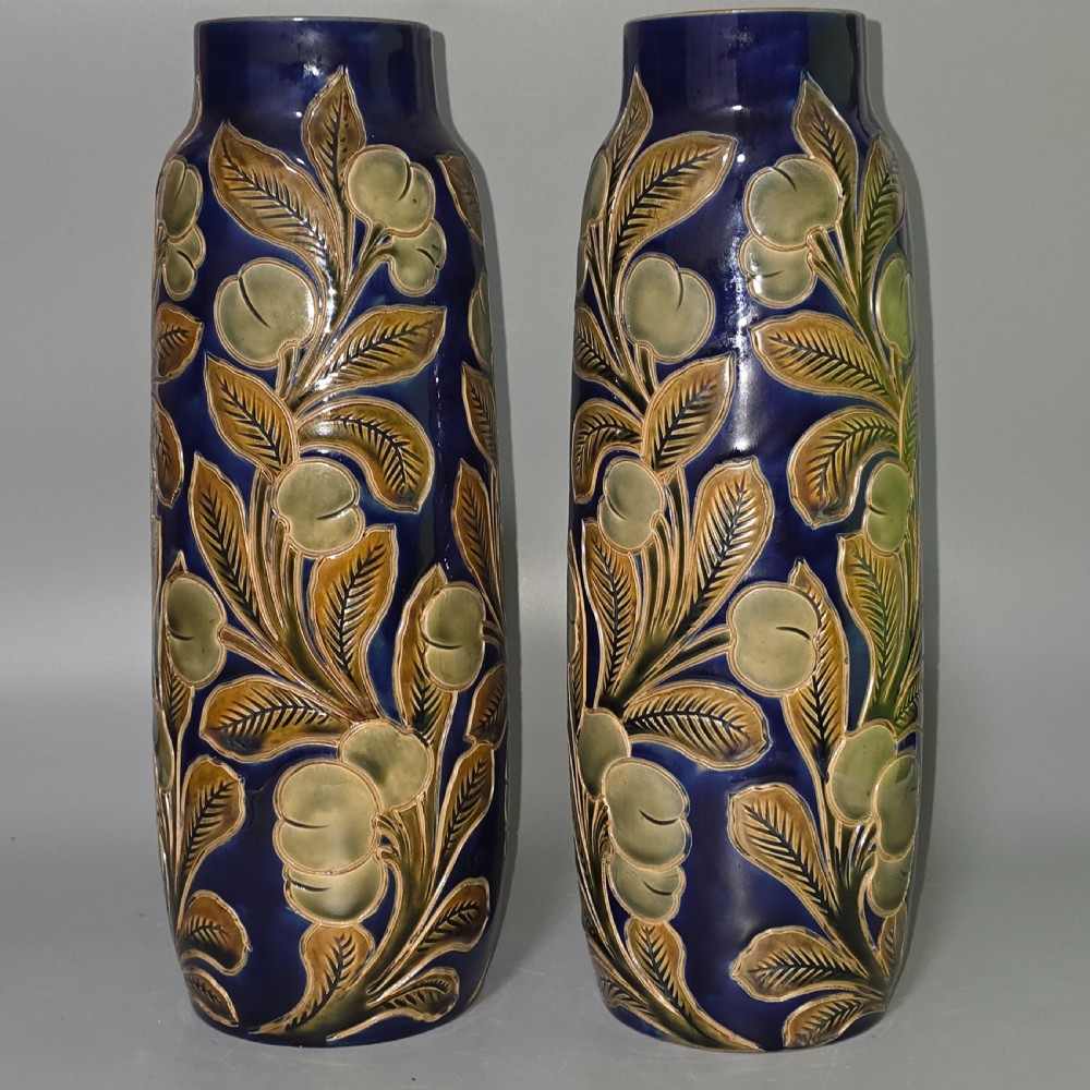 Rare Large Pair of Frank Butler Royal Doulton Vases c1905 - 31.5 cm View III