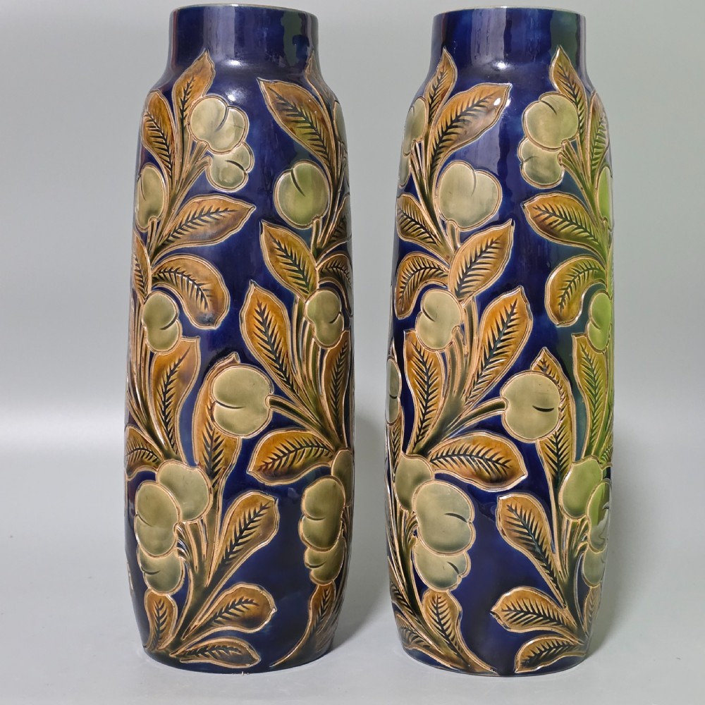 Rare Large Pair of Frank Butler Royal Doulton Vases c1905 - 31.5 cm View IV