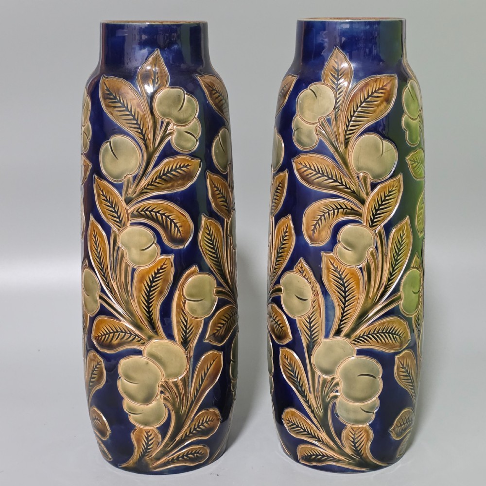 Rare Large Pair of Frank Butler Royal Doulton Vases c1905 - 31.5 cm View V