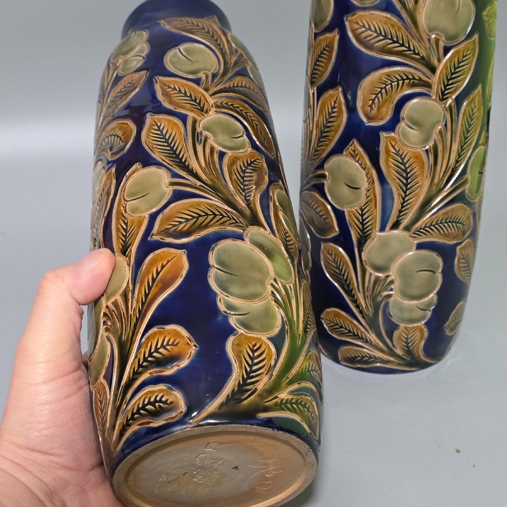 Rare Large Pair of Frank Butler Royal Doulton Vases c1905 - 31.5 cm View VIII