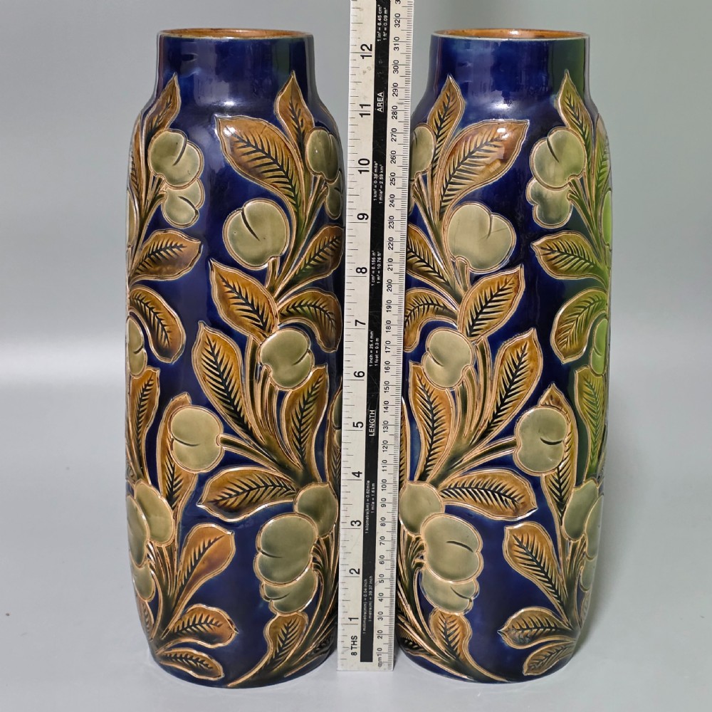 Rare Large Pair of Frank Butler Royal Doulton Vases c1905 - 31.5 cm View XI
