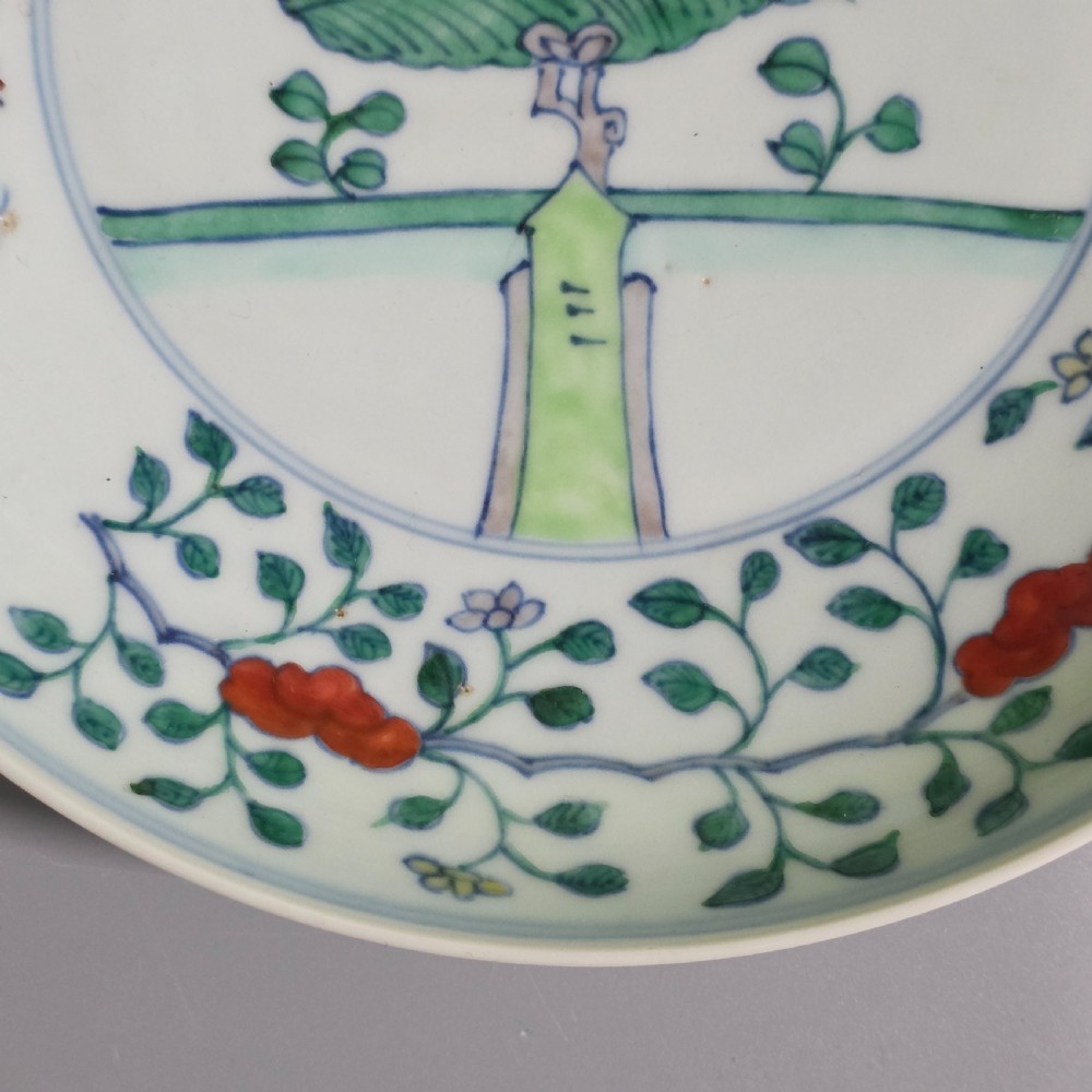 Chinese Doucai Pomegranate Dish, Chenghua Mark (Later), Qing Dynasty View III