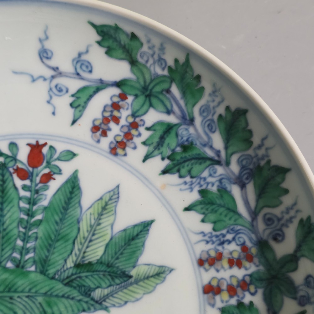 Chinese Doucai Pomegranate Dish, Chenghua Mark (Later), Qing Dynasty View IV