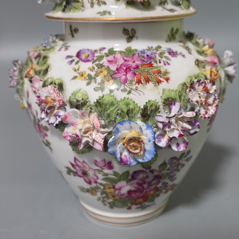 Meissen-Style Covered Urn Flower Vase, Late 19th Century View XVI