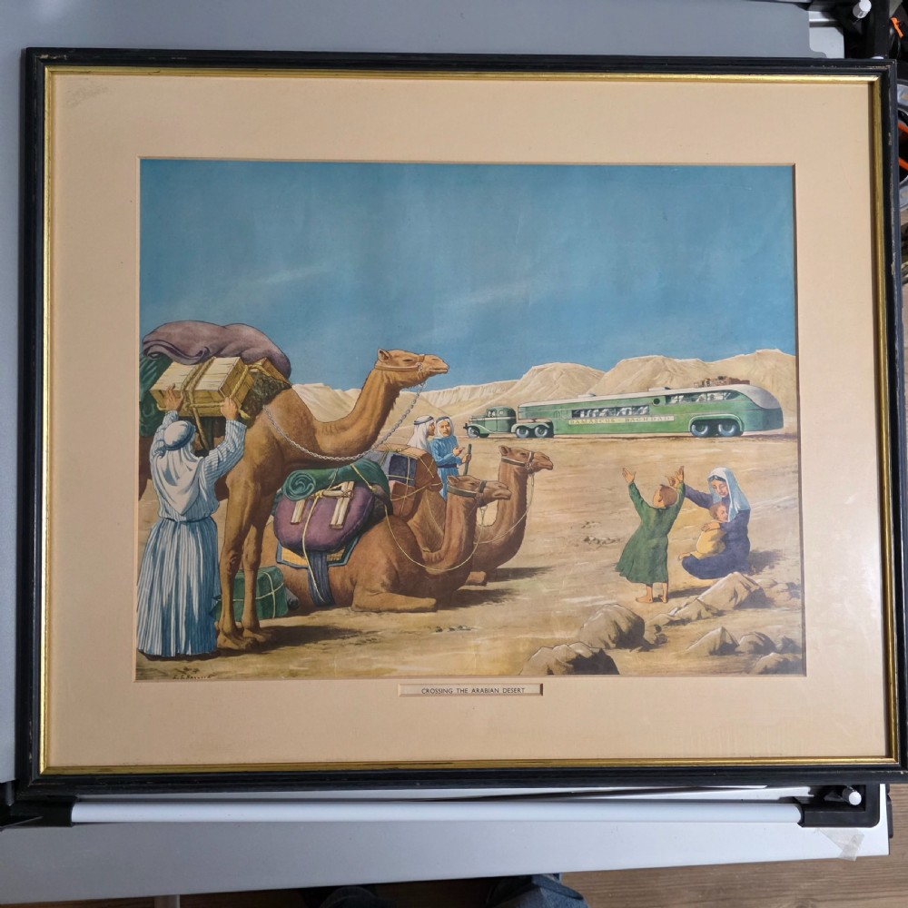 Vintage Retro 1950-60s Crossing The Arabian Desert Framed Print Picture