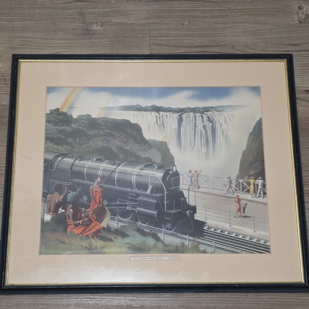 Vintage Retro 1950-60s Victoria Falls Framed Print Picture