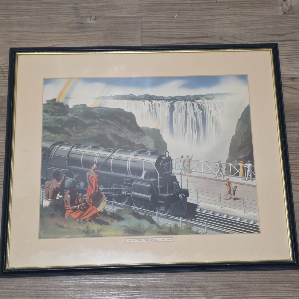 Vintage Retro 1950-60s Victoria Falls Framed Print Picture View II