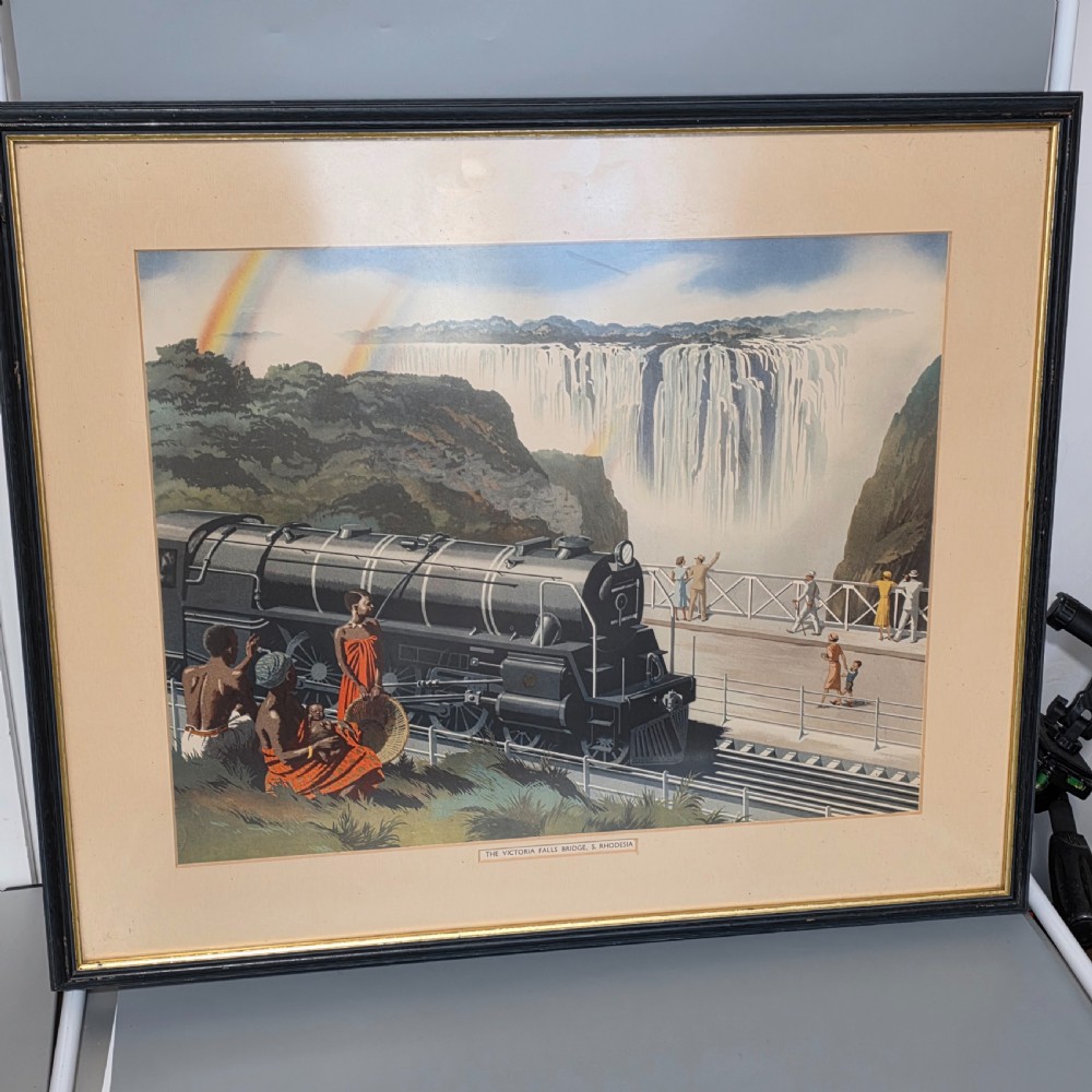 Vintage Retro 1950-60s Victoria Falls Framed Print Picture View III