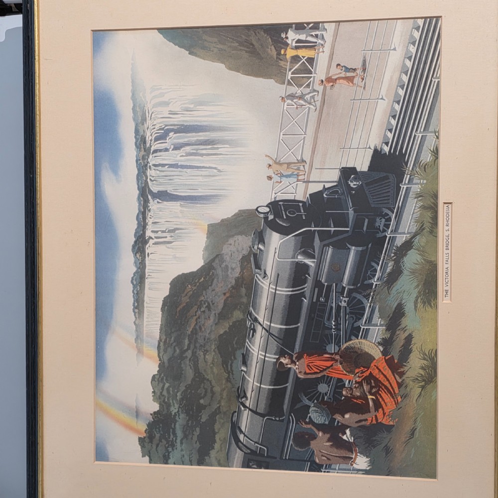 Vintage Retro 1950-60s Victoria Falls Framed Print Picture View V
