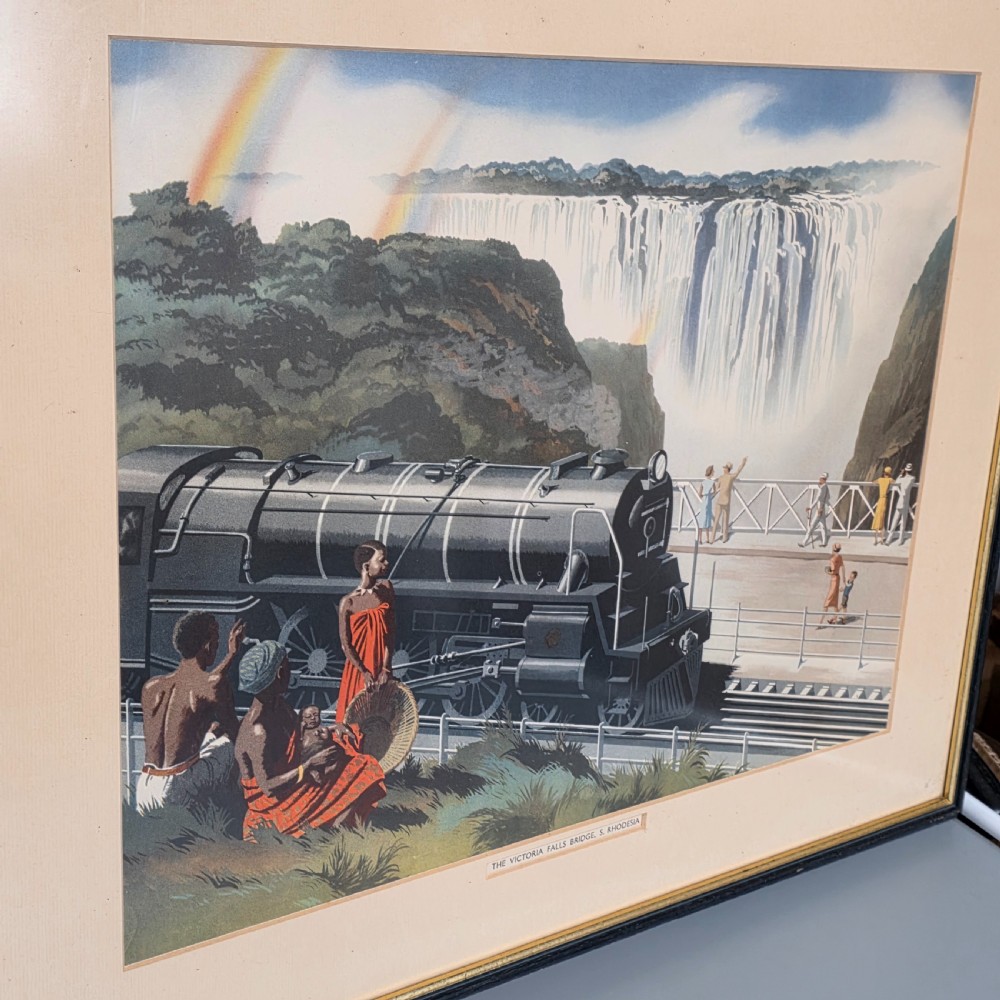 Vintage Retro 1950-60s Victoria Falls Framed Print Picture View VIII