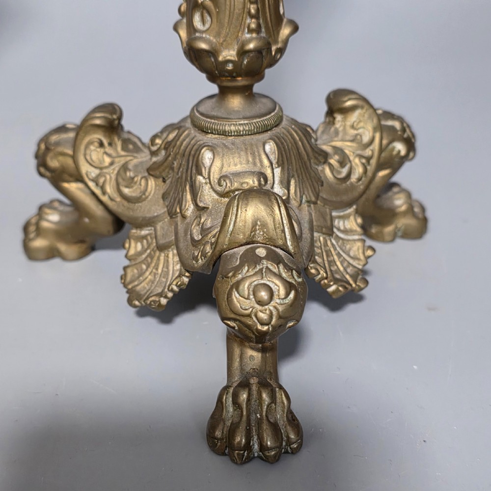 Pr Candlesticks Napoléon III Bronze/Brass Lion Paw Feet French Antique 19thc View IV