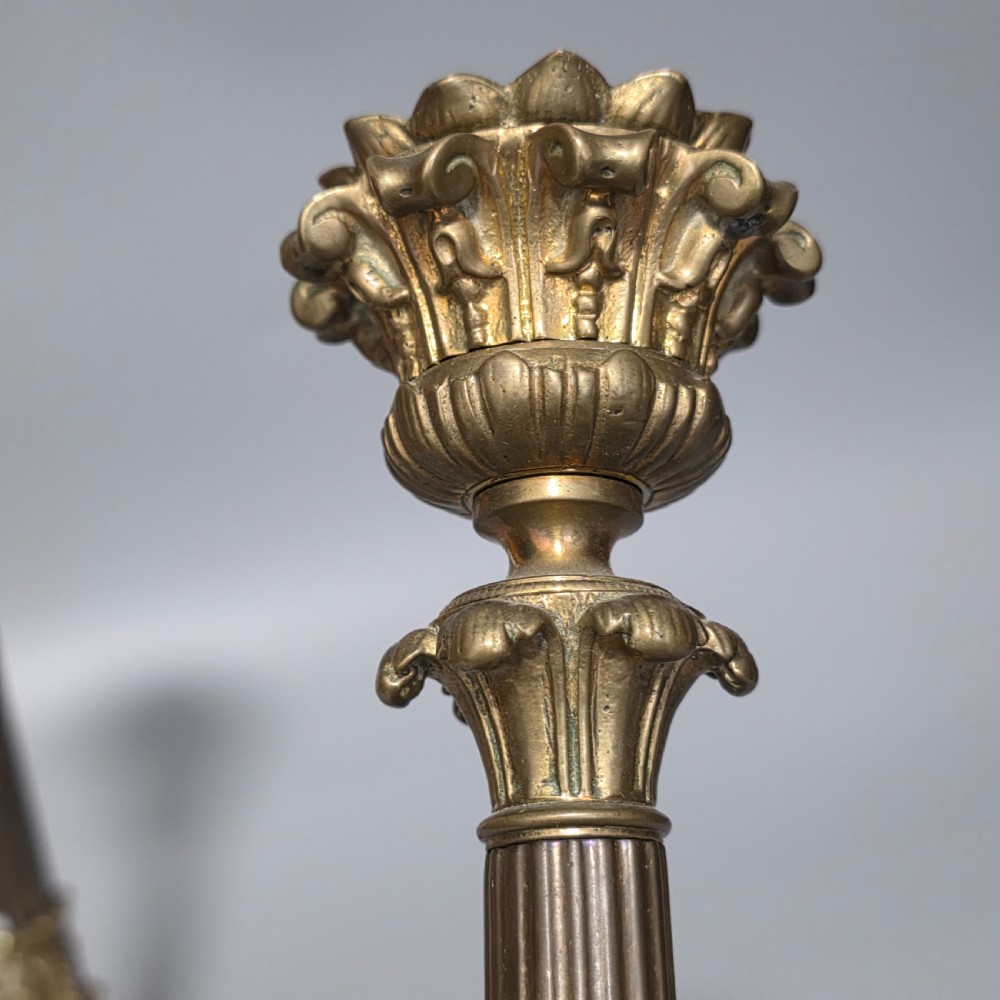 Pr Candlesticks Napoléon III Bronze/Brass Lion Paw Feet French Antique 19thc View VII
