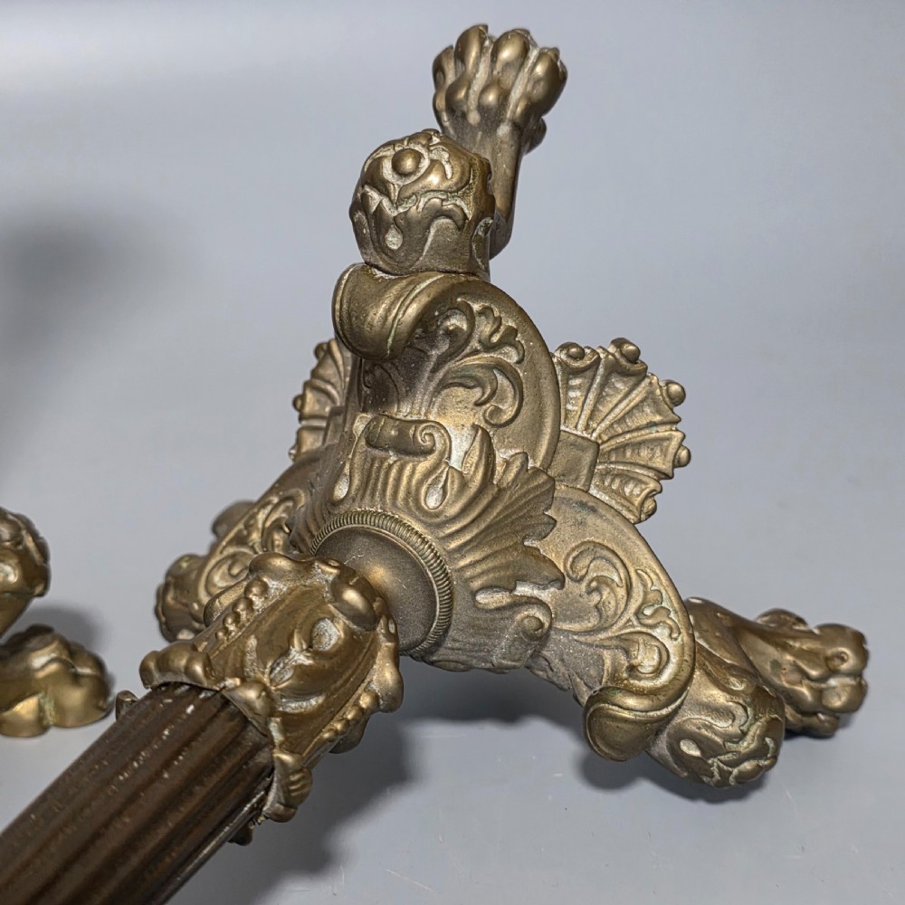 Pr Candlesticks Napoléon III Bronze/Brass Lion Paw Feet French Antique 19thc View XII