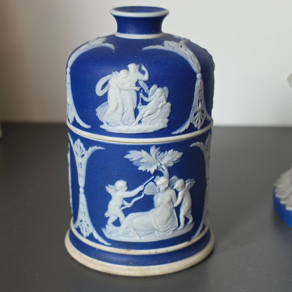 Rare 19th-Century Wedgwood Jasperware Match Boxes Taper Top (Pair) View II