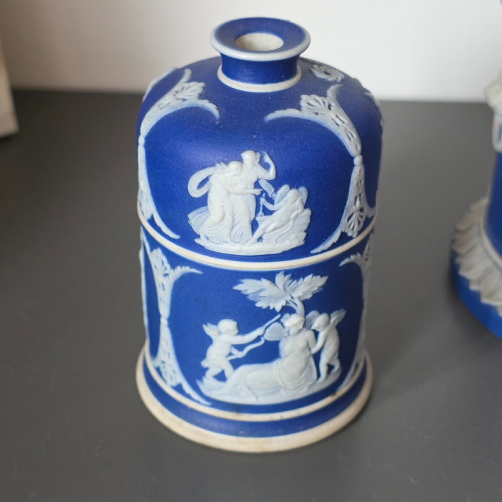Rare 19th-Century Wedgwood Jasperware Match Boxes Taper Top (Pair) View VI