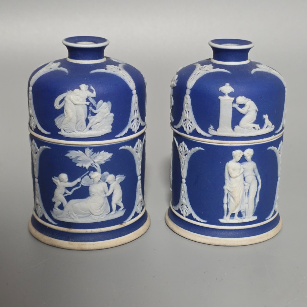 Rare 19th-Century Wedgwood Jasperware Match Boxes Taper Top (Pair)
