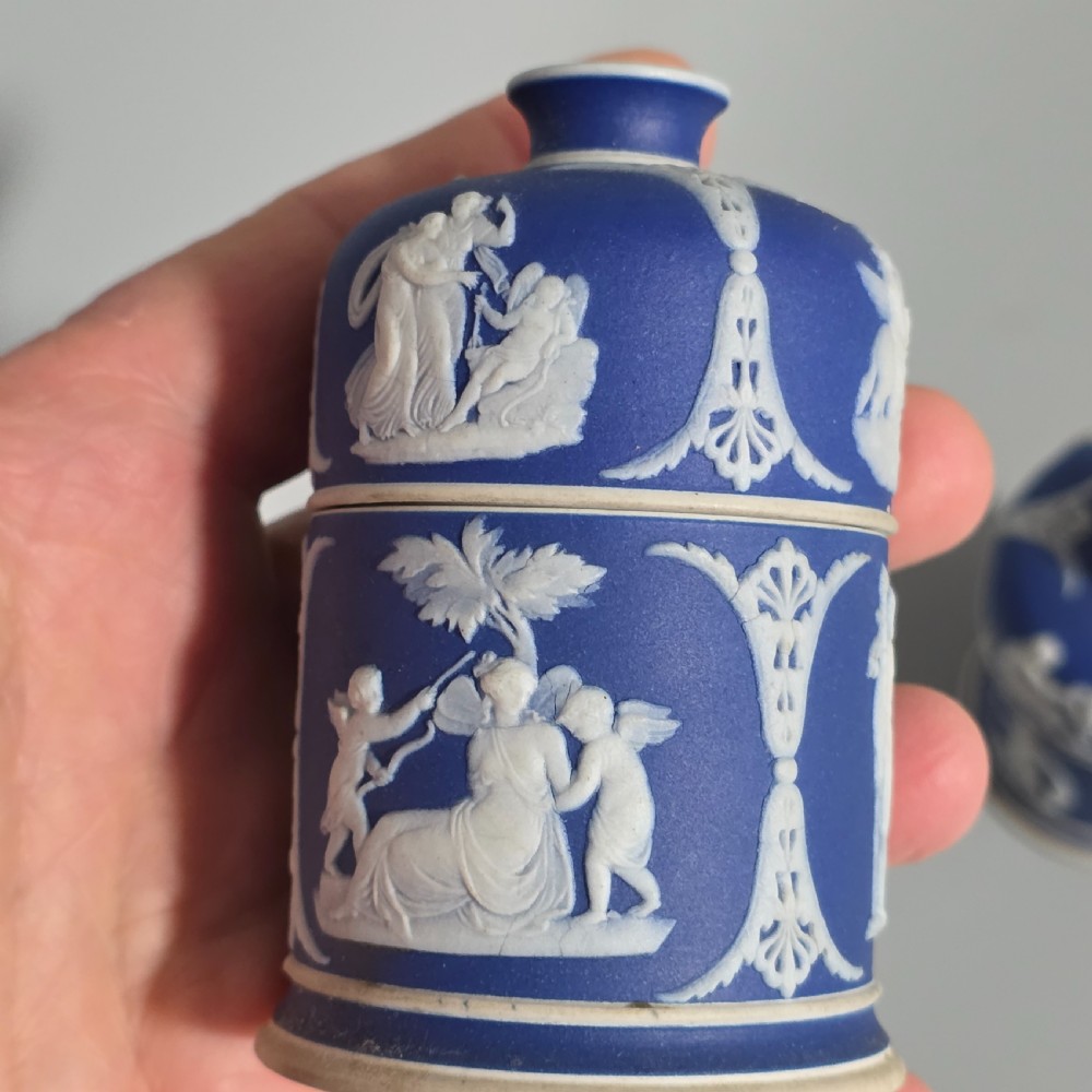 Rare 19th-Century Wedgwood Jasperware Match Boxes Taper Top (Pair) View XII