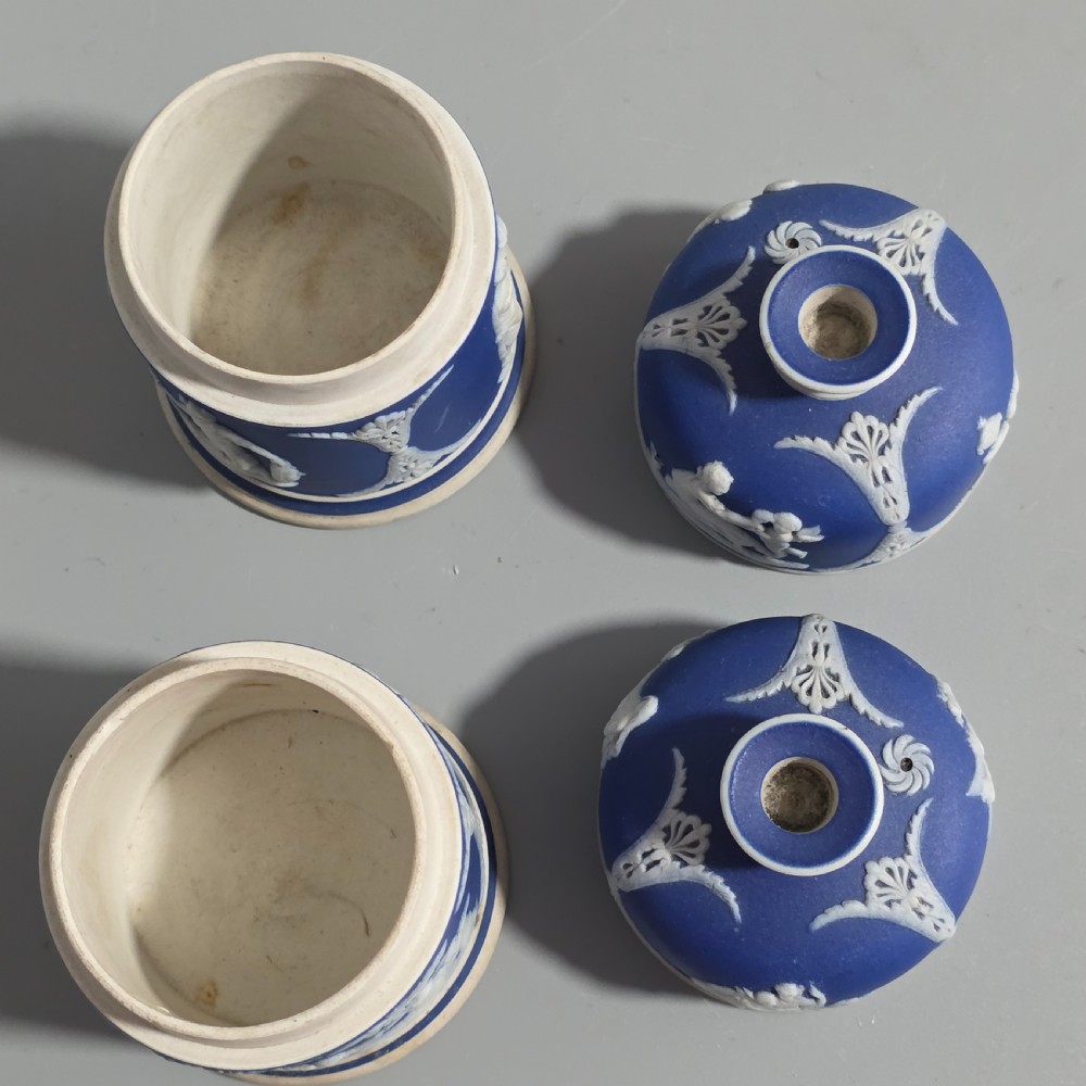Rare 19th-Century Wedgwood Jasperware Match Boxes Taper Top (Pair) View XIV
