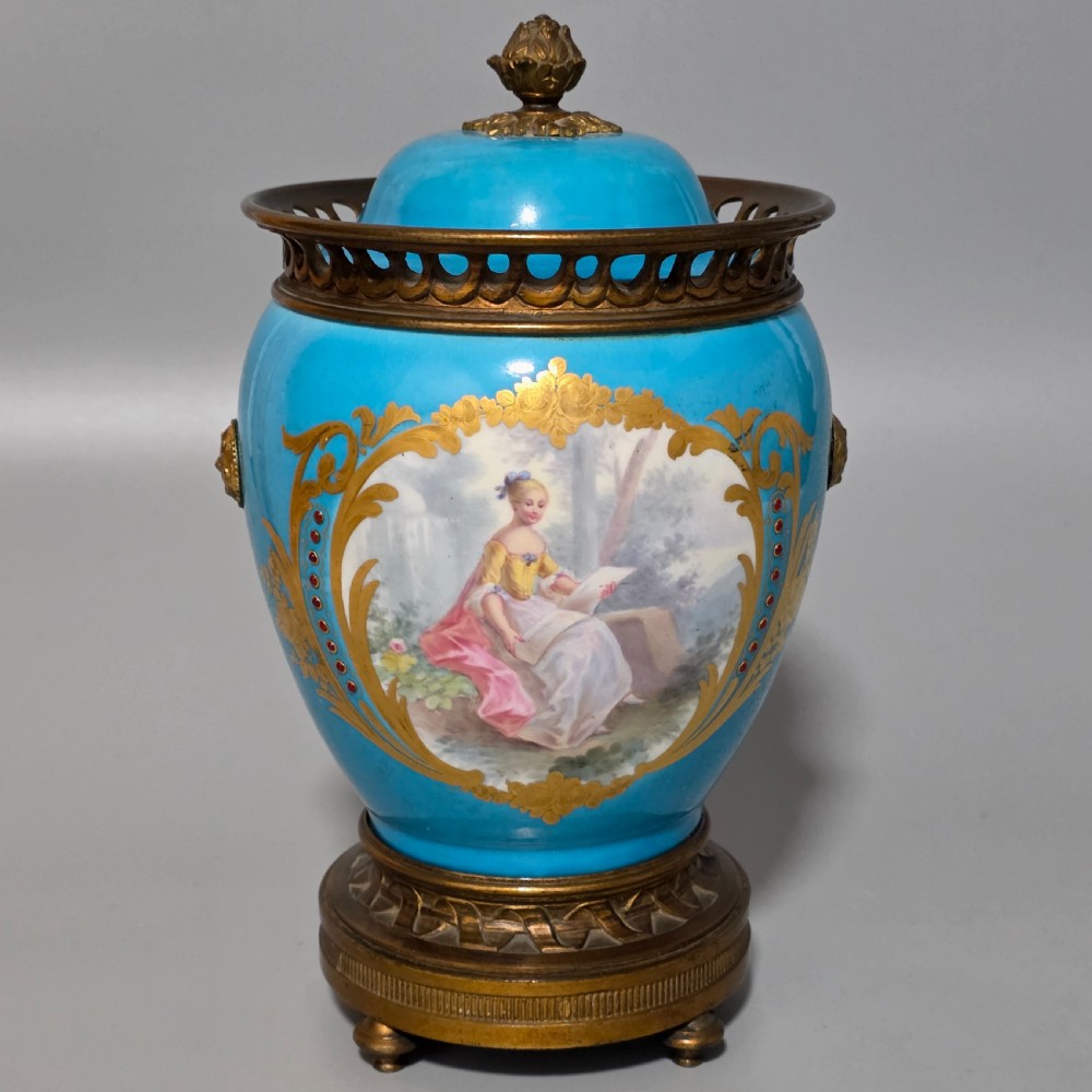 Exquisite 19thc Gilt Bronze Mounted Painted Sevres Vase 21,5cm View II