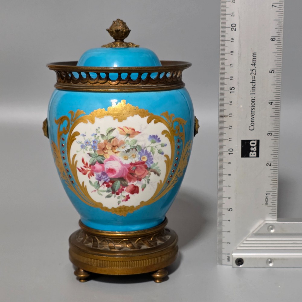 Exquisite 19thc Gilt Bronze Mounted Painted Sevres Vase 21,5cm View III