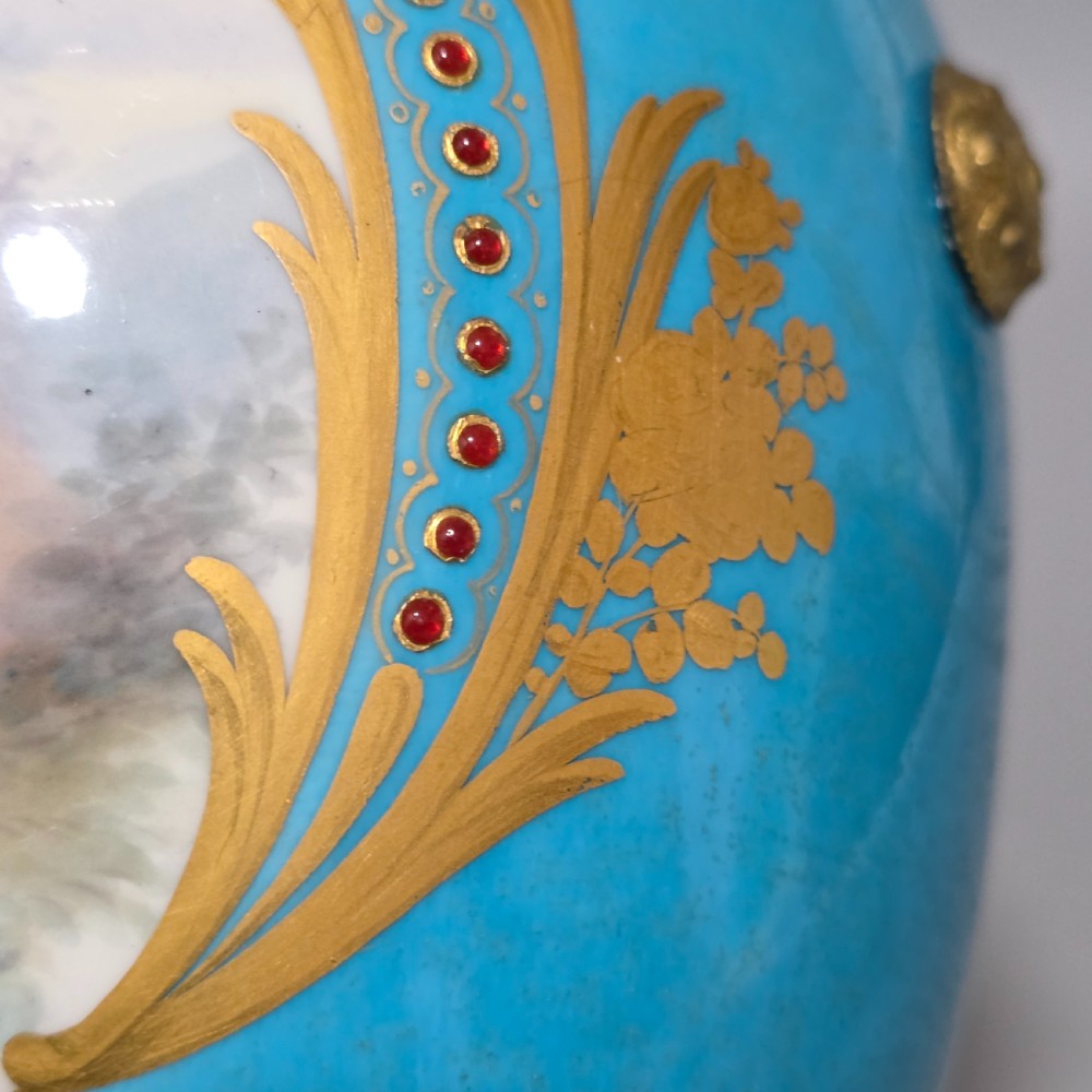 Exquisite 19thc Gilt Bronze Mounted Painted Sevres Vase 21,5cm View IX