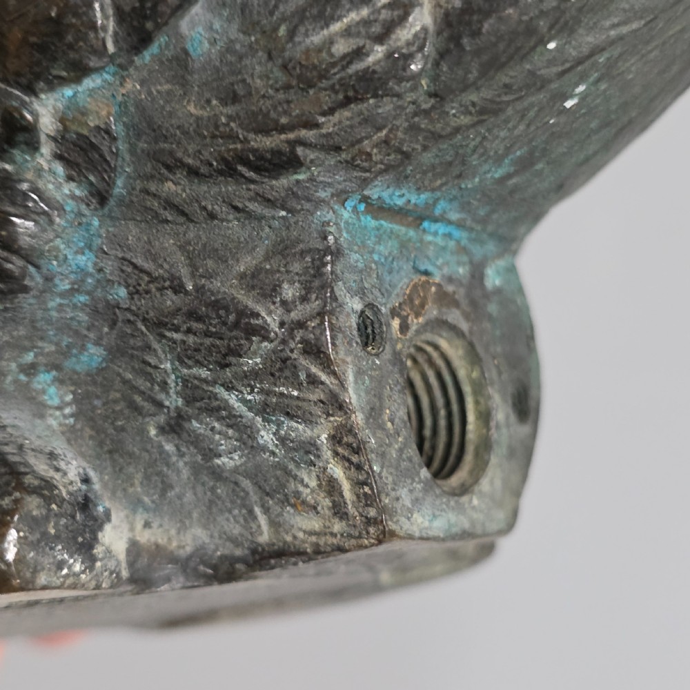 Rare Pair of 19th-Century Bronze Swan Fountain Spouts — Exquisite Detail and Patina View XIX